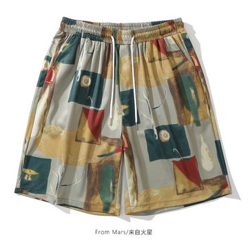 From Mars 復古油畫藝術感潮牌寬松休閑度假夏威夷風情侶沙灘短褲