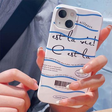 青桃原創假日波浪ins風情侶iPhone14手機殼 12promax簡約15pro保護套ins風15plus光面手機殼