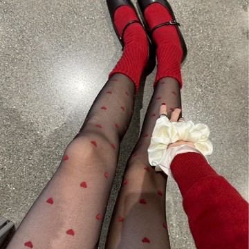 依美絲♦EMS【❤︎聖誕愛心絲襪❤︎】透膚絲襪黑連身絲襪褲襪絲襪大腿襪黑絲襪點點絲襪點點絲襪點點褲襪點點襪子