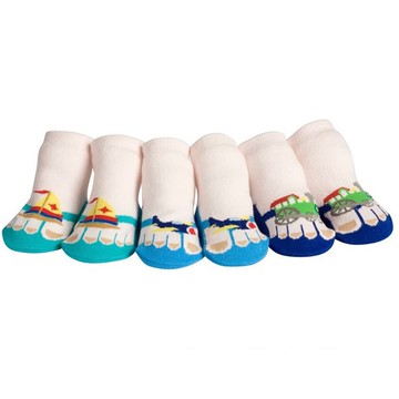 美國 Jazzy Toes - 時尚造型棉襪/止滑襪/假鞋襪/嬰兒襪_三入禮盒組-交通工具組