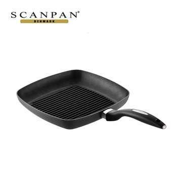 【Scanpan】 IQ系列 27*27 cm平煎不沾鍋 (適用電磁爐)  贈: 方型玻璃蓋27*27cm+ARMADA料理夾兩件組