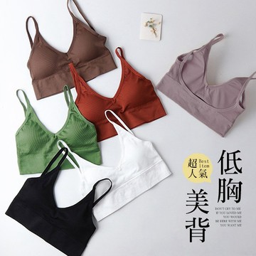 SISI【U9015】看不膩超美必備單品大U美背露背挖背深V爆乳細肩帶內搭打底外穿小可愛短版背心兩片式可拆手托罩杯胸墊多