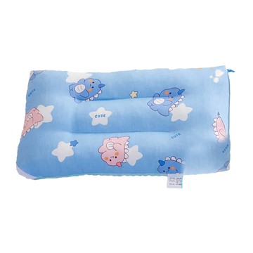 100%純棉兒童枕頭 3D熱壓工藝顆粒 超柔細可水洗特殊纖維棉  28 x 43 x 6cm  恐龍星星 藍色