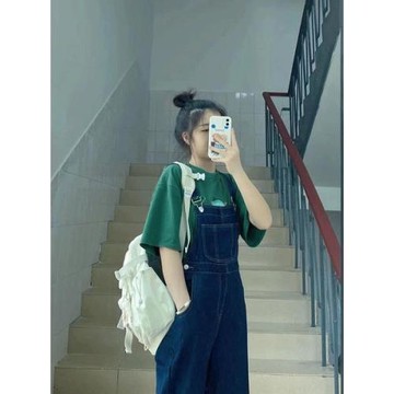 秋季新款韓版寬松設計感背帶褲女夏顯瘦連體褲小眾闊腿褲長褲子春