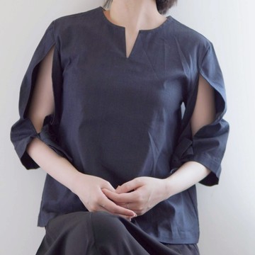 CRUISE COLIN 短板簍空衣袖襯衫 黑款 - M