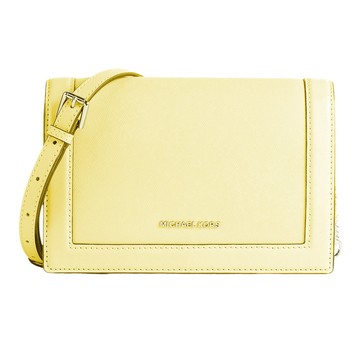 MICHAEL KORS - 翻蓋皮革斜背包 (黃)