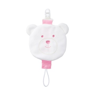 Fees BEBE 可拆奶嘴防塵套夾 10 x 10cm  無奶嘴  熊熊粉  1個