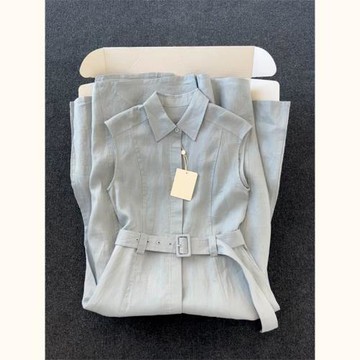 一眼就愛上，牛貨！2025年新款輕奢高級感藍色亞麻襯衫連衣裙子女