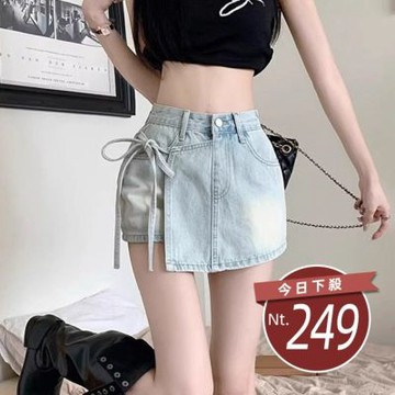 台灣發貨韓版高腰顯瘦假兩件牛仔短褲 短褲 褲子 女裝P396
