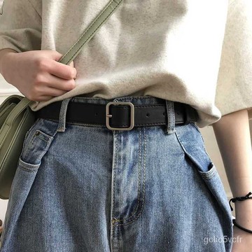 新款複古時尚百搭腰帶Chic學生休閒簡約方扣皮帶褲帶男女通用ins韓版皮帶 腰帶 配飾 皮帶 懶人皮帶 時尚配件