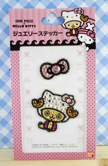 【震撼精品百貨】ONE PIECE&HELLO KITTY 聯名海賊王喬巴&凱蒂貓系列 亮鑽貼紙-喬巴蝴蝶結 震撼日式精品百貨