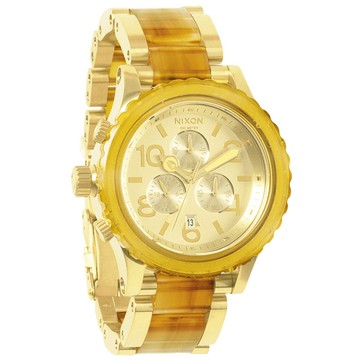 NIXON The 40-20 CHRONO 強眼魅力運動腕錶(鋼帶-黃象牙紋金)