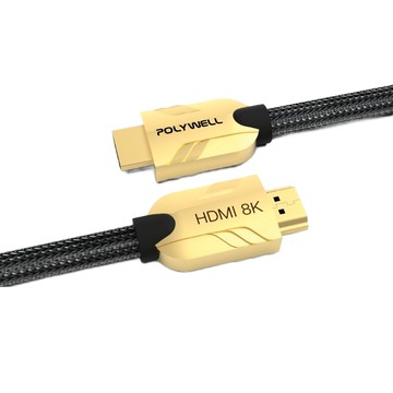 POLYWELL 寶利威爾 HDMI 8K 鋅合金編織線 1m 金色  PW15-W60-T810  1條