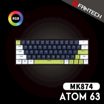 【FANTECH】 ATOM63 60%可換軸體RGB 青軸機械式鍵盤(MK874)-藍色款