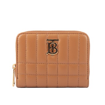 BURBERRY Lola 小羊皮縫線設計ㄇ形拉鍊零錢包（楓木棕色）_廠商直送