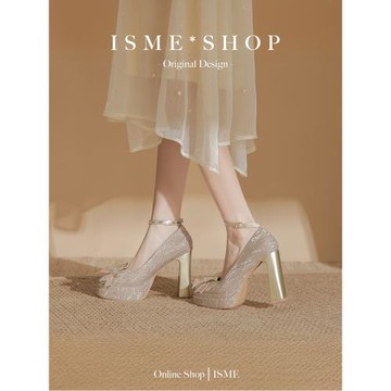 水鉆蝴蝶結防水臺細閃高跟鞋女鞋婚鞋絕美小個子增高雙層晚晚溫柔