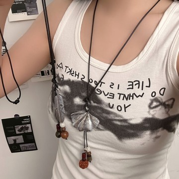 【台灣公司 可打統編】免運 國風銀杏葉流蘇項鏈女夏天古風設計感掛繩鎖骨鏈配飾日常百搭裝飾 可開發票 全館五折 工廠現貨直銷 新品特價 z9211