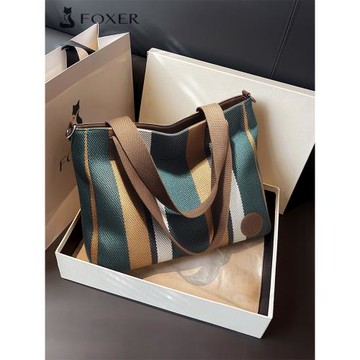 (免運)金狐貍包包女式2025夏大容量高品質帆布包通勤斜挎托特包女生禮物