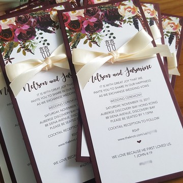 MYLoveHK 客製化婚禮請柬喜帖 個人訂造 西式絲帶蝴蝶