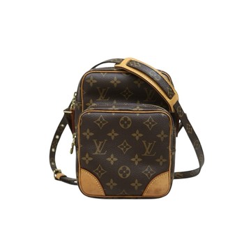 LOUIS VUITTON VINTAGE AMAZON 老花帆布雙層拉鍊相機包斜背包