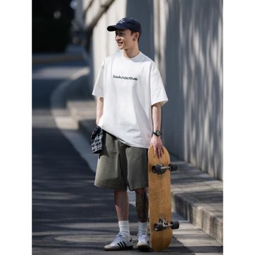 BELLKENIDEA 7A抗菌夏季涼感寬松撞色基礎LOGO亮色百搭短袖T恤男