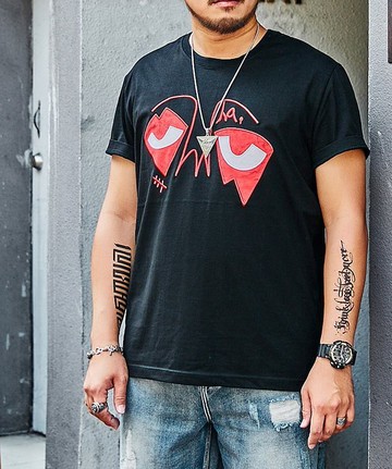 FINDSENSE H1 2018 夏季 新款 潮胖子簡約個性圖案 加肥 加大碼T恤 寬鬆透气短袖 休閒上衣 潮男