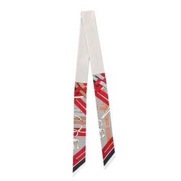 Hermes 愛馬仕Mors a Jouets Chemise長款皮革Twilly丝巾(白色/红色/石板灰)