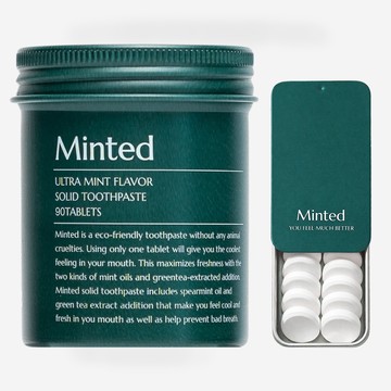 Minted Premium Solid Toothpaste 90 Tablets Set (+Mini Case)