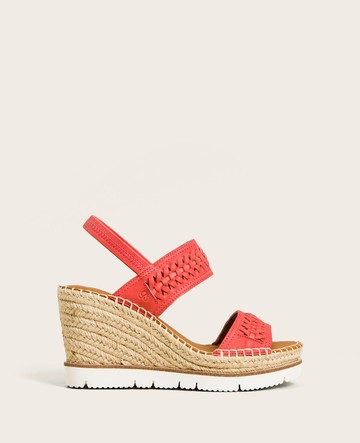 Gentle Souls | Elyssa Leather Two-Band Braided Wedge Sandal in Coral, Size: 10 by Kenneth Cole