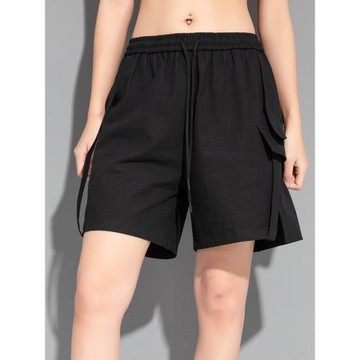 女士夏短褲2025歐美時尚休閑褲子高腰闊腿褲寬松休閑薄款直筒中褲