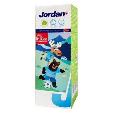 【JORDAN】6~12歲  75g兒童牙膏-青蘋果口味-含氟量1000ppm(挪威品牌 無添加 純素成份 天然)