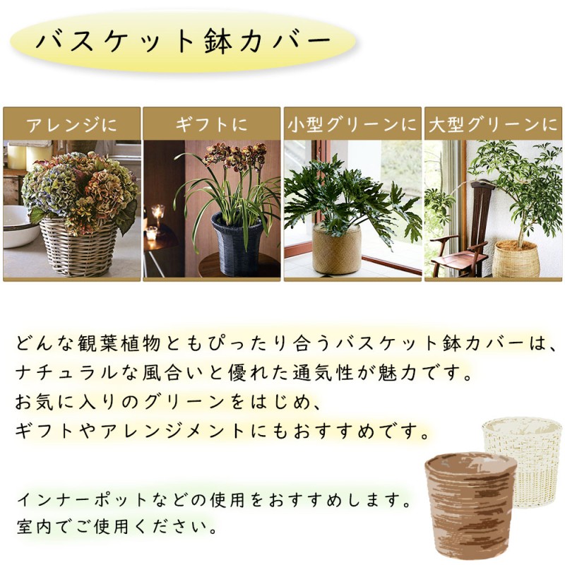 鉢カバー おしゃれ 大型 プランター バスケット 観葉植物 8号用 直径