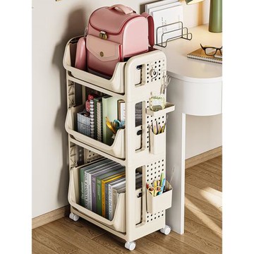 書包置物架可移動小推車書本收納架神器家用兒童放書包桌下滑輪柜