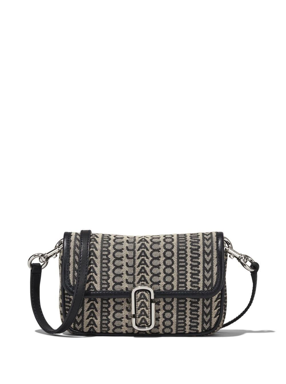 Marc Jacobs the Monogram Mini Grey Shoulder Bag With Chain And Leather Shoulder Strap In Cotton Blend Woman