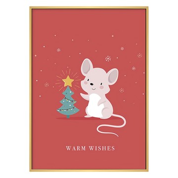 鼠來歲有餘  溫馨祝福老鼠裝飾畫  40 x 30cm  木色