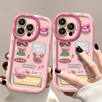 【硅膠】適用蘋果17promax手機殼16pm彩繪新女款iPhone15立體公仔14卡通13可愛11粉色泡芙xs高級感16防摔