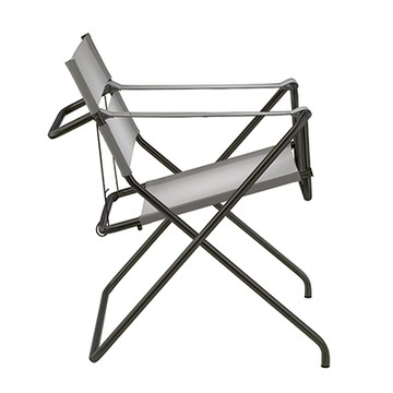 D4 包浩斯 折疊扶手椅（黑色鋼管 / 銀灰布料）