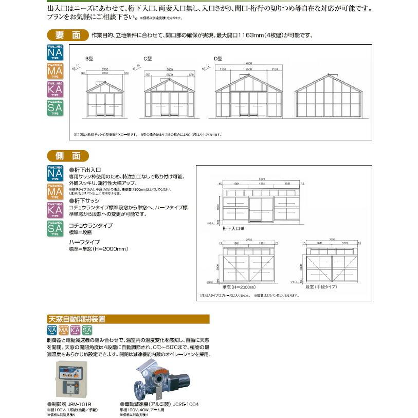 設置工事込 地域により送料別途要見積　アルミニネオ　NAB-2（3坪タイプ）NAタイプ　片開きドア（大仙）家庭用温室G3（アルミフレーム・ガラスタイプ