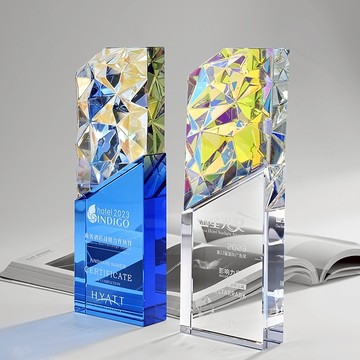 【客制化】獎盃 客制化獎盃 紀念品 新款創意七彩水晶獎盃訂製 獎牌定做年會頒獎銷冠優秀員工退休紀念榮譽 創意獎盃