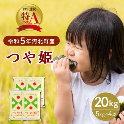 ふるさと納税 河北町 2024年8月中旬発送 特別栽培米 つや姫20kg 山形県産 