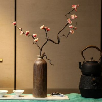禅意風擺件 仿真梅花枝臘梅假花擺飾 花束客廳茶幾桌面花藝裝飾品