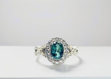 Rosen'marry / 綠托帕石戒指 925 純銀鍍白金