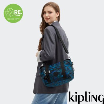 Kipling 珊瑚藍綠手提側背包-ART MINI