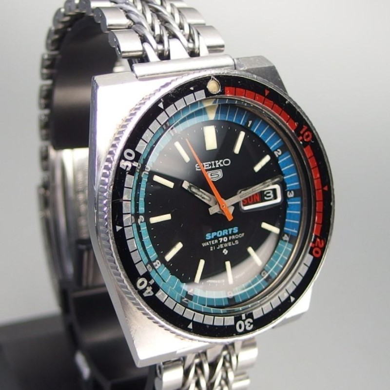 セイコー SEIKO 5 Sports ファイブ スポーツ 61ファイブ インナーベゼル 新品風防交換済 6119-6050 自動巻 SS デイデイト  メンズ 腕時計 「16700」 | LINEショッピング