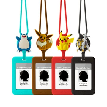 【Bone 蹦克】頸掛開窗識別證套 寶可夢 RFID雙面感應卡夾 環保矽膠 頸掛票卡夾 悠遊卡套 識別證套