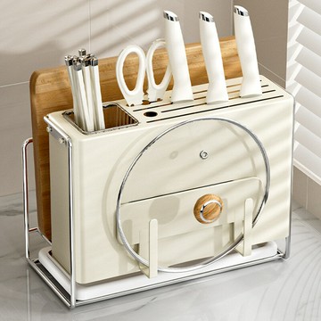 多功能刀具瀝水架檯面鍋蓋輕奢刀架筷筒收納架家用櫥櫃廚房置物架