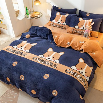 牛奶絨四件套床上用品珊瑚絨雙面加絨被套法萊絨床單人三件套冬季