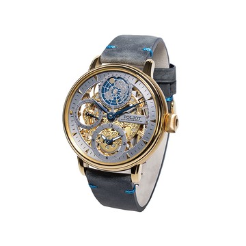 POLJOT 9730.2940653 GMT鏤空金灰盤地球機械錶 43mm 男/女錶(全球限量100支)