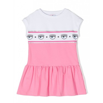 Chiara Ferragni - Sachet Pink And White Cotton Stretch Dress