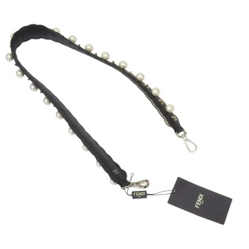 【二手名牌BRAND OFF】FENDI 黑色 珍珠 皮革 肩背帶